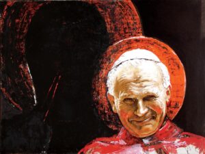 Artur Wąsowski, „Jan Paweł II. Oto Matka twoja”, 2008, olej na płótnie, 120 x 160 cm, kolekcja prywatna