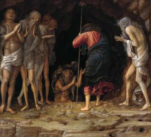 Andrea Mantegna, „Zstąpienie Chrystusa do piekieł”, 1470-75, kolekcja prywatna, domena publiczna.